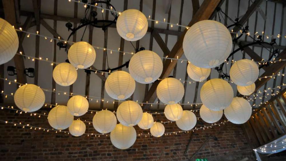 fairy lights in lanterns